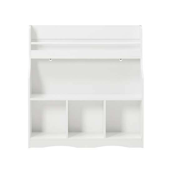 Fox Claw Bibliothèque inclinable en bois dans le salon/maison/bureau, étagère de rangement pour CD/magazines/livres (blanc, 40,6 cm de long Fox Claw Bibliothèque inclinable en bois dans le salon/maison/bureau, étagère de rangement pour CD/magazines/livres (blanc, 40,6 cm de long