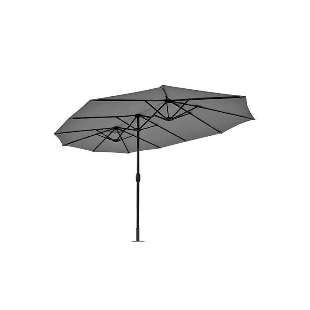 Parasol de jardin double Gris 450 x 265 x H 240cm Mât Ø48mm Toile polyester 180gr/m2 Robuste KZ GARDEN - Image 5