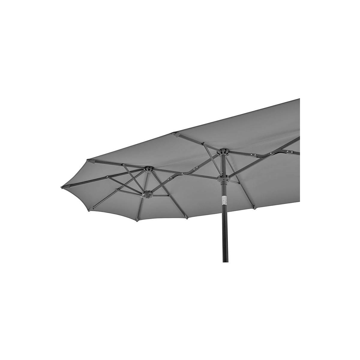 Parasol de jardin double Gris 450 x 265 x H 240cm Mât Ø48mm Toile polyester 180gr/m2 Robuste KZ GARDEN - Image 4