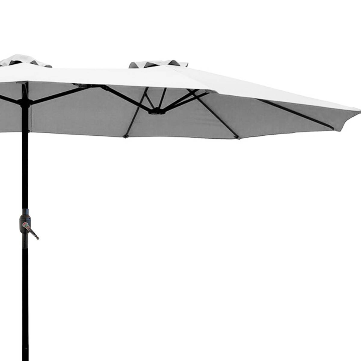 Parasol de jardin double Gris 450 x 265 x H 240cm Mât Ø48mm Toile polyester 180gr/m2 Robuste KZ GARDEN - Image 6
