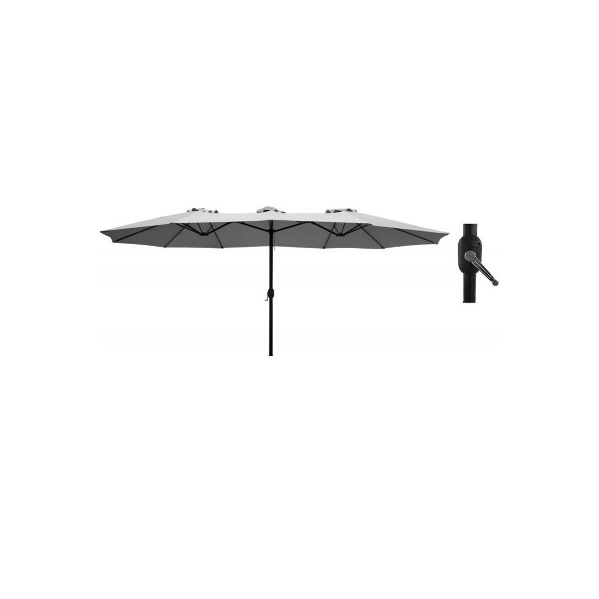 Parasol de jardin double Gris 450 x 265 x H 240cm Mât Ø48mm Toile polyester 180gr/m2 Robuste KZ GARDEN - Image 8