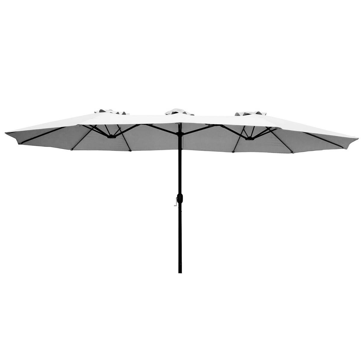 Parasol de jardin double Gris 450 x 265 x H 240cm Mât Ø48mm Toile polyester 180gr/m2 Robuste KZ GARDEN - Image 7