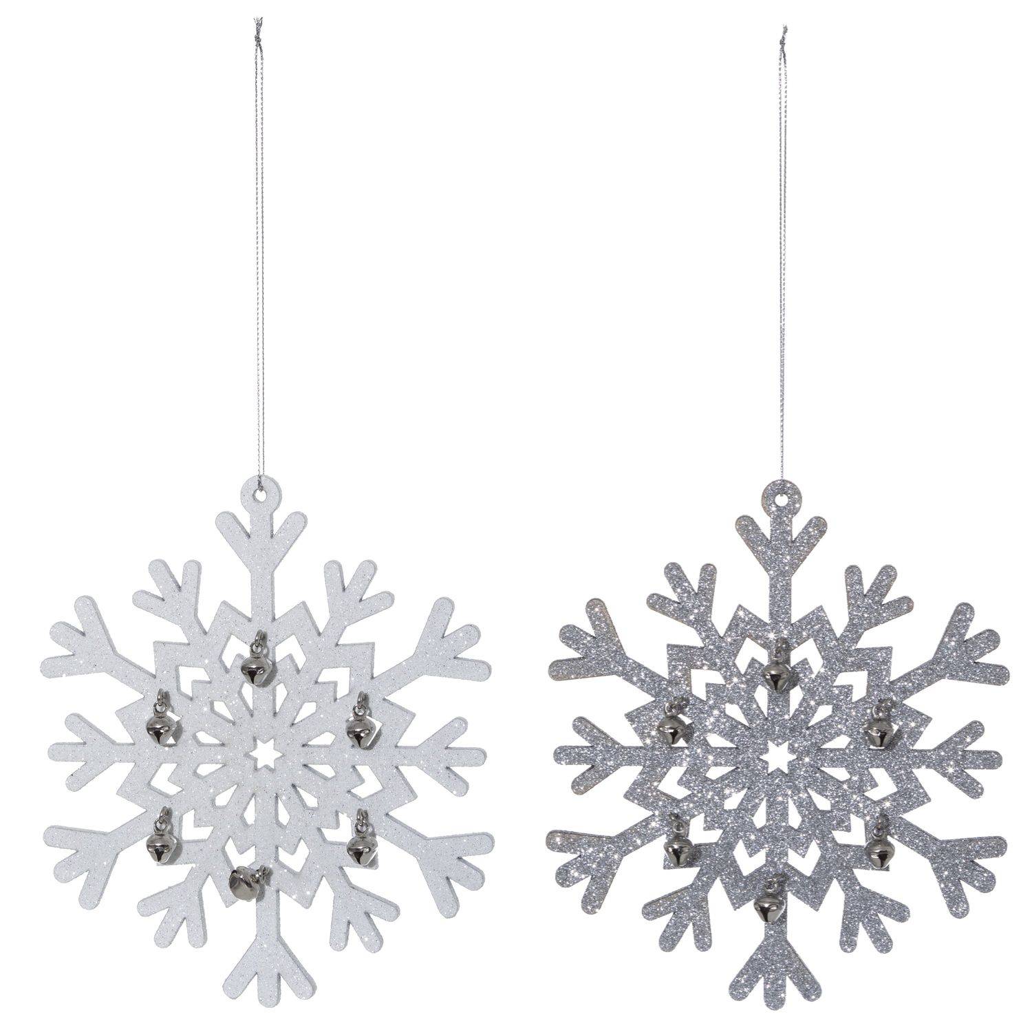 Sans Marque - 2 Décorations pour sapin de Noël design flocon Fantasy - Gris - Toilinux