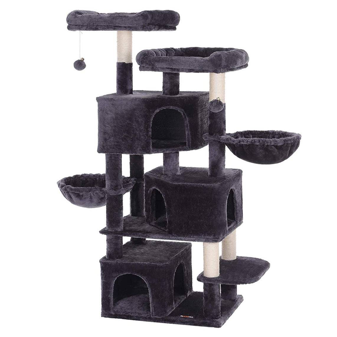Grand arbre à chat avec 3 niches 164 cm de hauteur gris foncé - Image 1