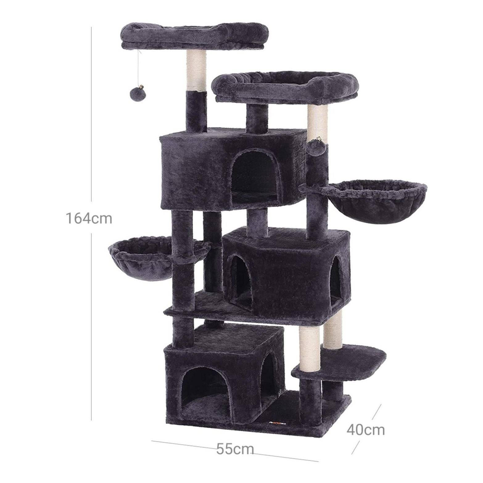 Grand arbre à chat avec 3 niches 164 cm de hauteur gris foncé - Image 2