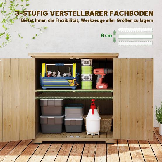 ComfortXL - Armoire de jardin en bois de sapin 77,5 x 88 x 90 cm bois naturel rangement extérieur avec toit bitumé - Image 4