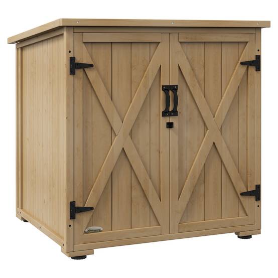 ComfortXL - Armoire de jardin en bois de sapin 77,5 x 88 x 90 cm bois naturel rangement extérieur avec toit bitumé - Image 10