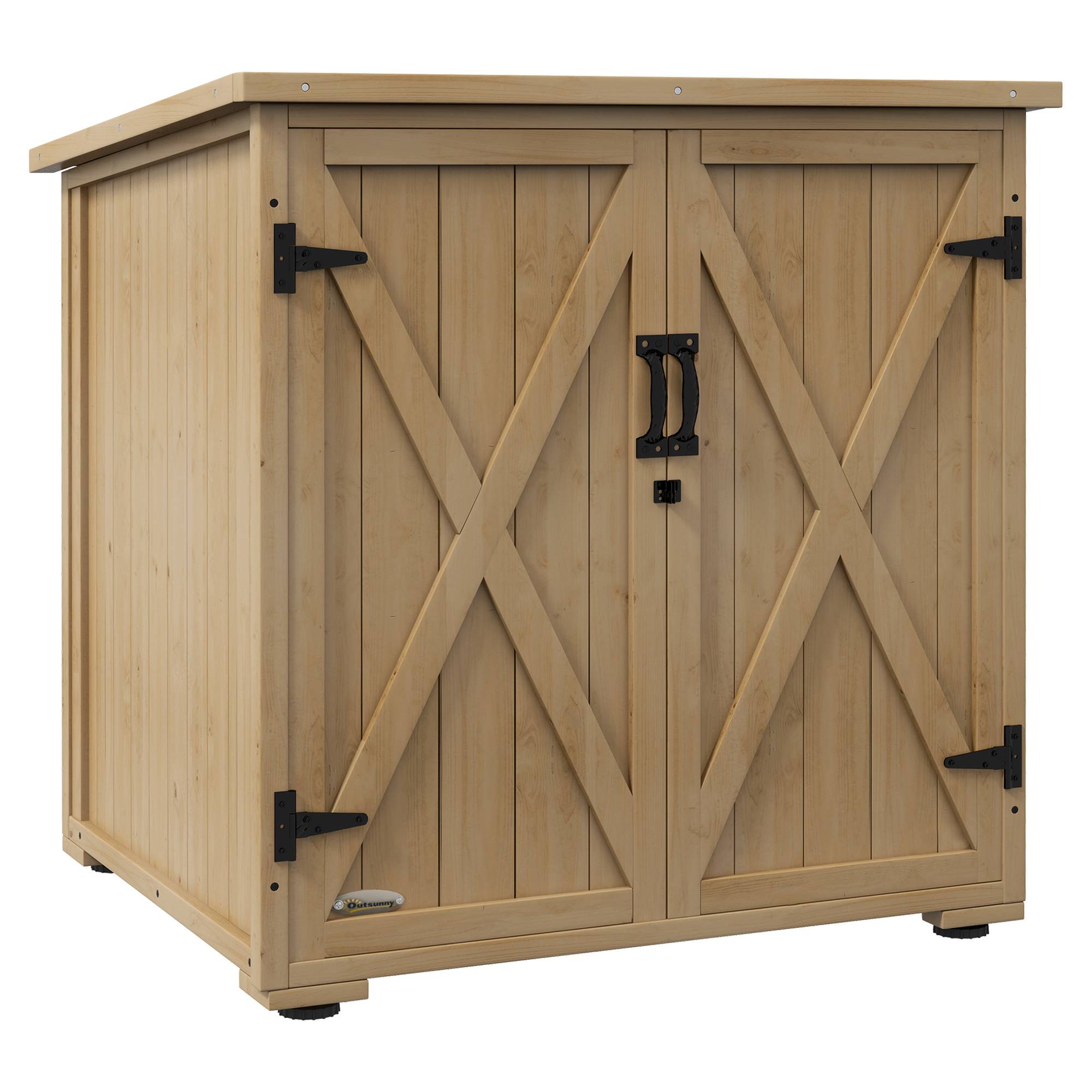 ComfortXL - Armoire de jardin en bois de sapin 77,5 x 88 x 90 cm bois naturel rangement extérieur avec toit bitumé - Image 10