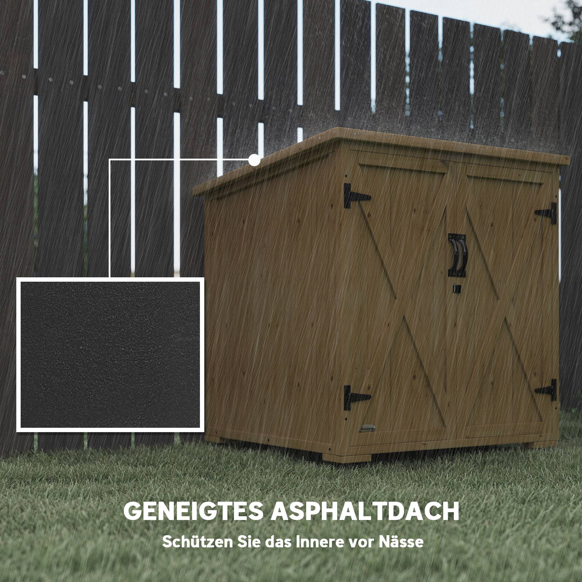 ComfortXL - Armoire de jardin en bois de sapin 77,5 x 88 x 90 cm bois naturel rangement extérieur avec toit bitumé - Image 5
