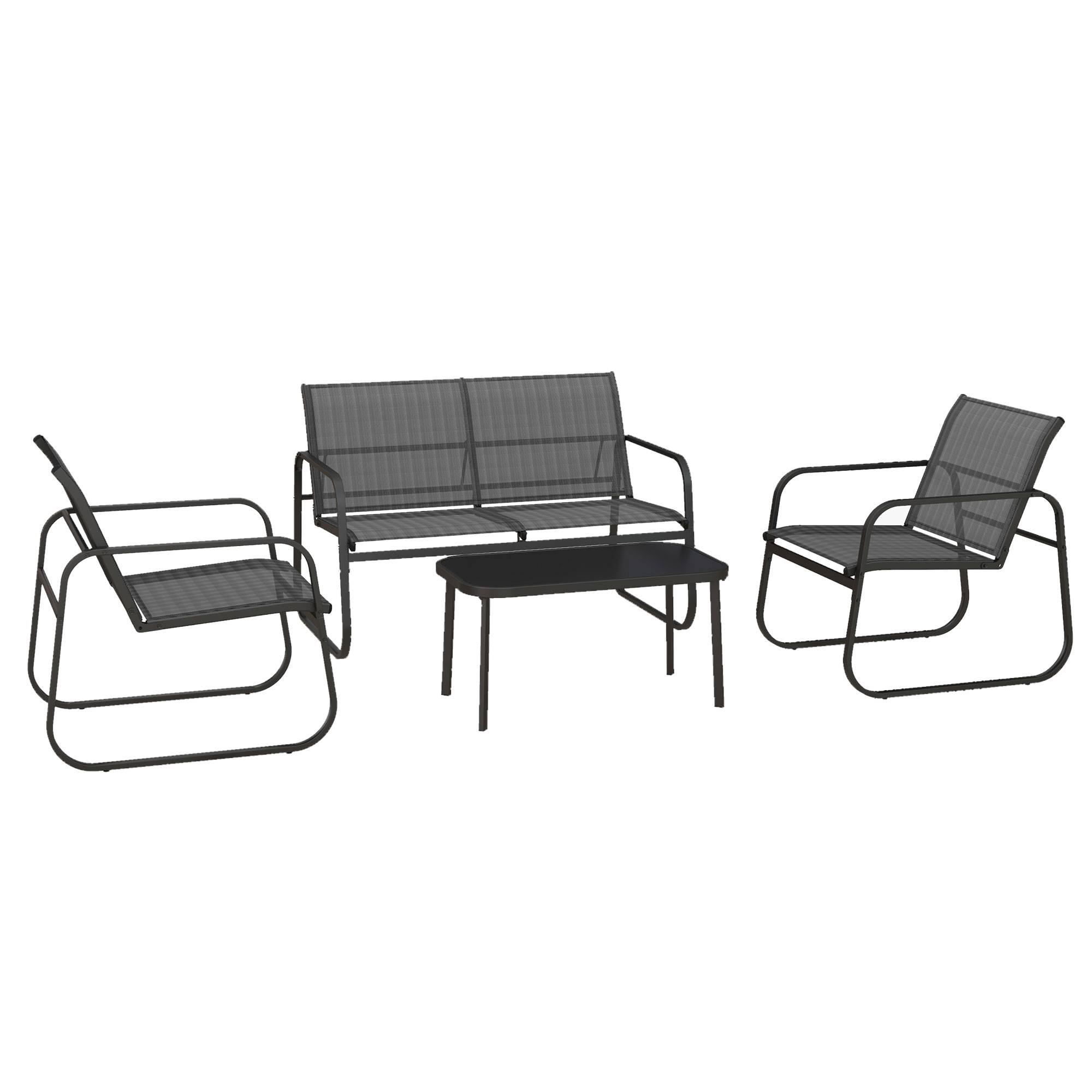 Outsunny - Ensemble salon de jardin 2 fauteuils canapé 2 places table basse - Image 1