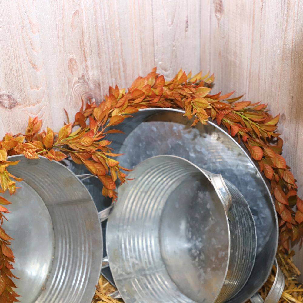 ~ Set de 3 coupes rondes en métal gris Ø.30-34-39.5 cm Chemin de campagne - Image 2
