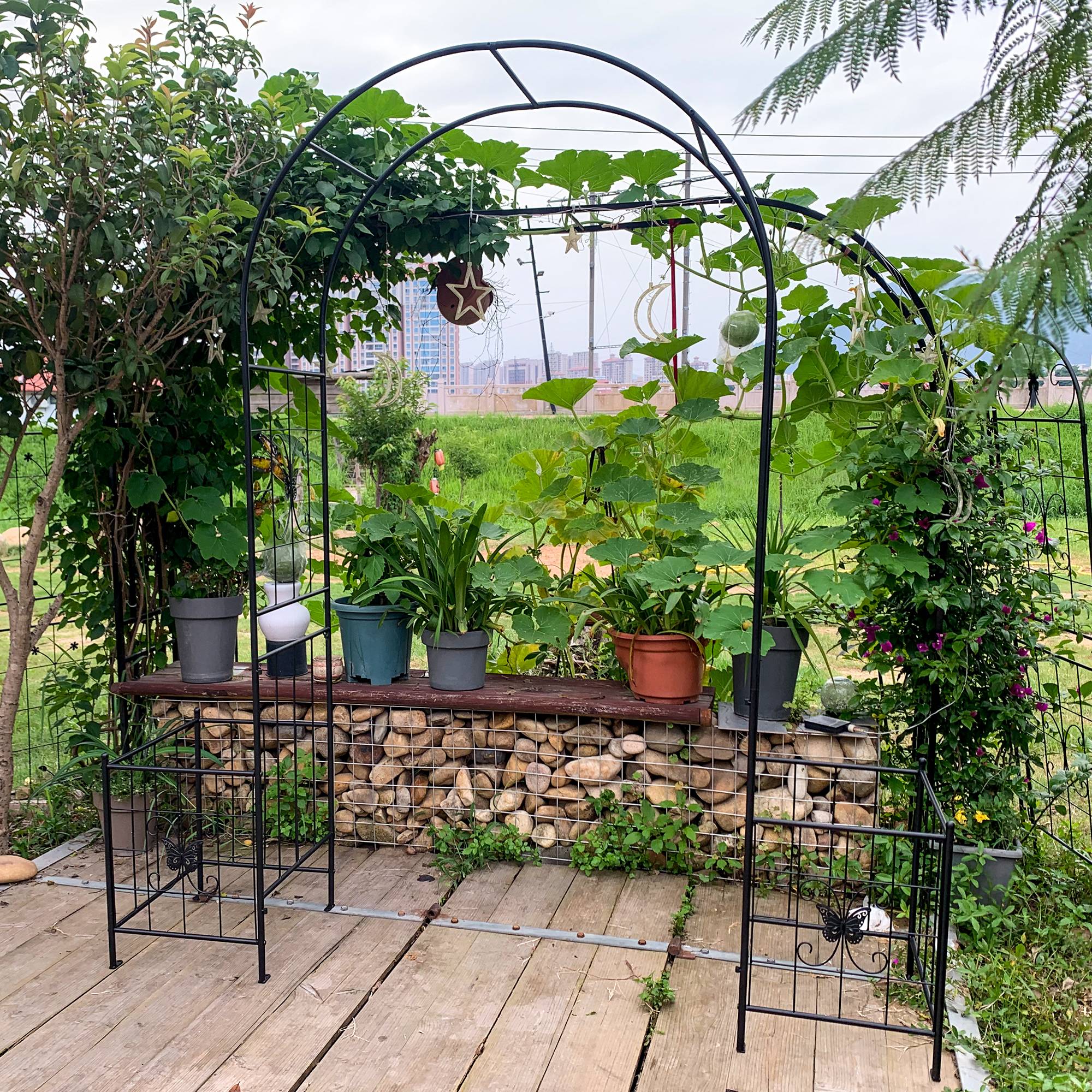 Arche jardin métal noir 202 x 50 x 218 cm - PANGIVO - Image 8