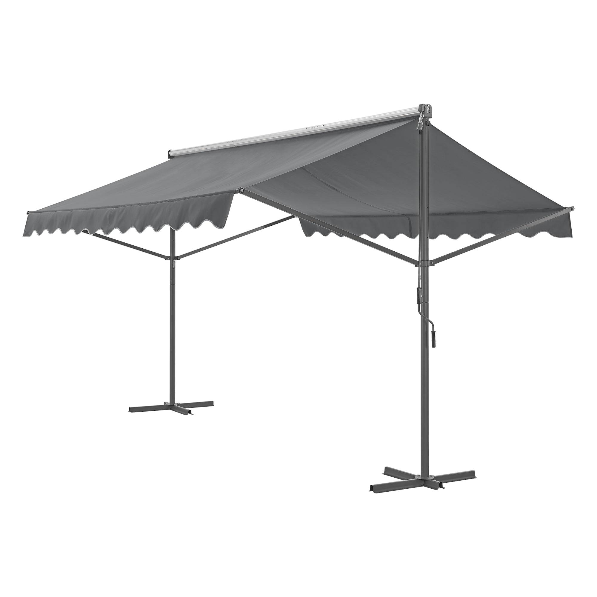 Store banne autoportant à double pente 300 x 300 x 260 cm gris foncé - Image 1