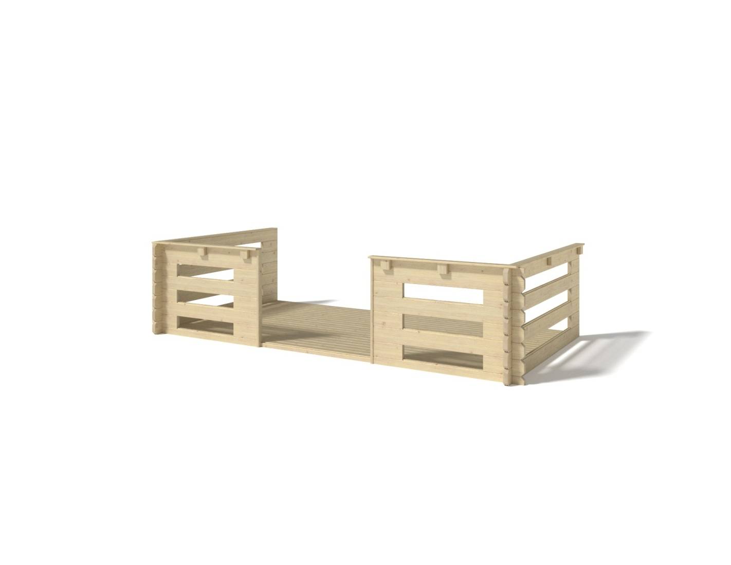 Altanka - Terrasse en bois avec balustrade pour abri en bois - 8m2 - 4m x 2m - couleur: naturel - DOM545 - ALTANKA - Image 1