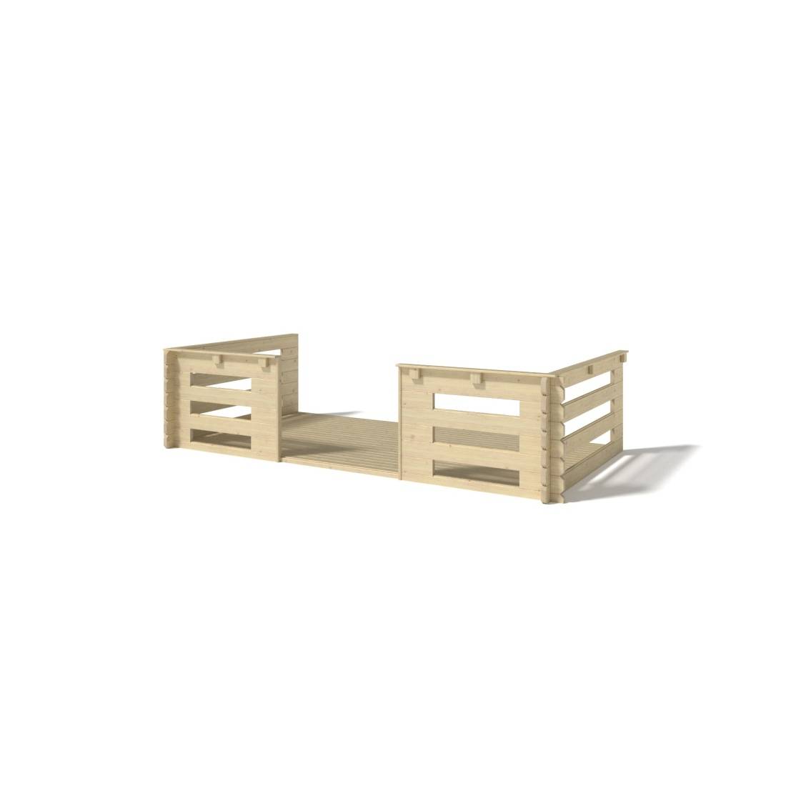 Altanka - Terrasse en bois avec balustrade pour abri en bois - 8m2 - 4m x 2m - couleur: naturel - DOM545 - ALTANKA - Image 1