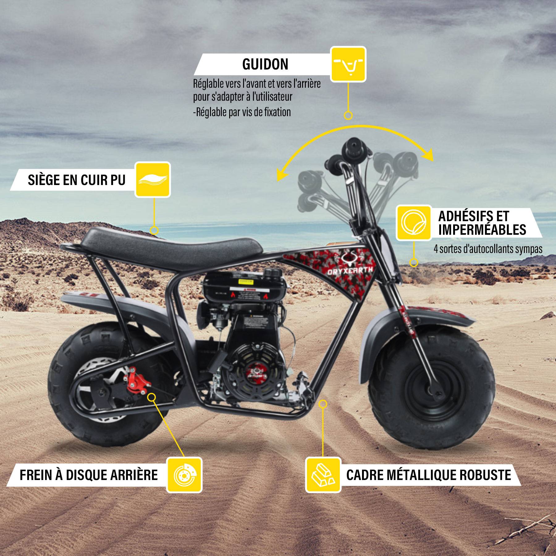 0 - Oryxearth Mini Dirt Bike 105CC 4T Enfant - Moto TT EPA, 45km/h, 40kg (Rouge) - Image 7