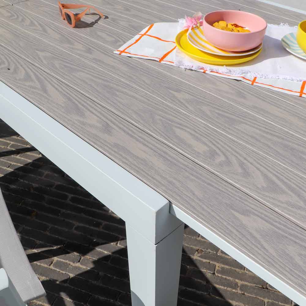 Wilsa Garden - Table de jardin aluminium 8/12 P extensible décors bois TULUM - Image 5