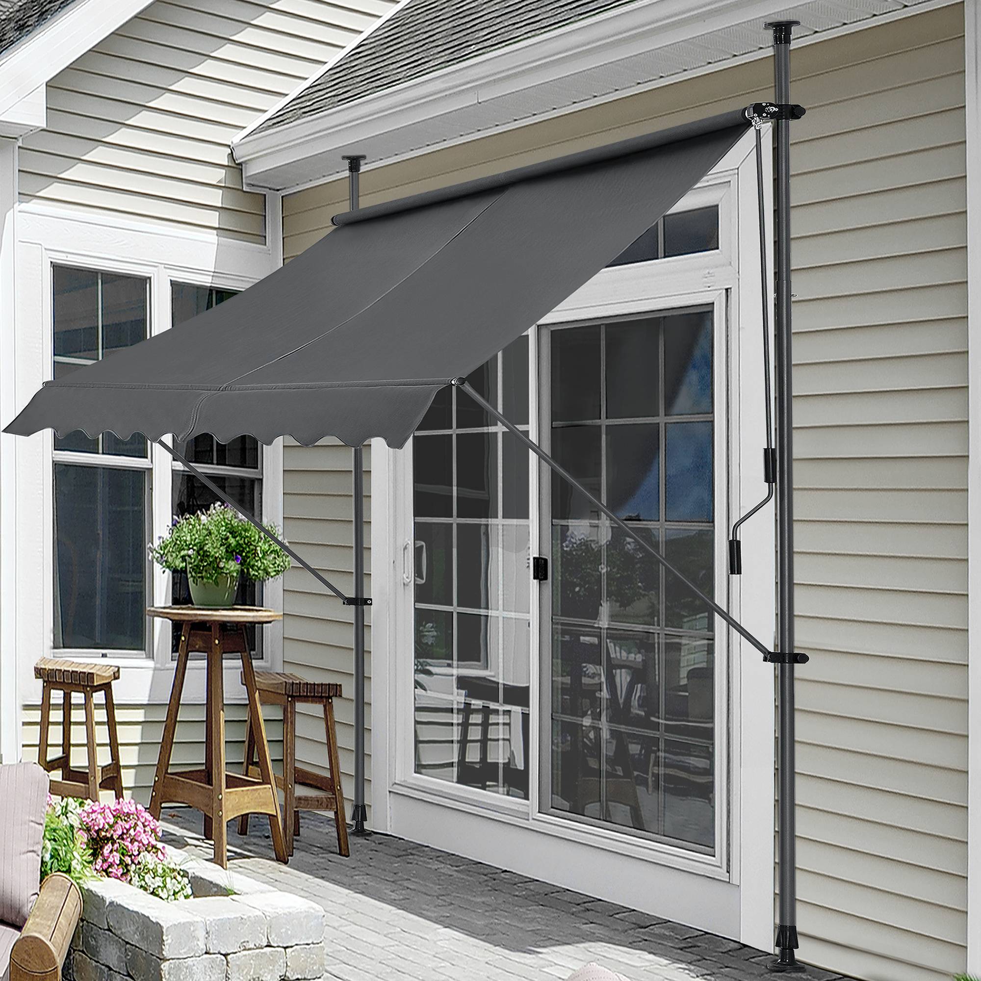 Pro.Tec - Store Banne Manuel Auvent Téléscopique 200 x 120 x 220-309 cm Gris [pro.tec] - Image 2