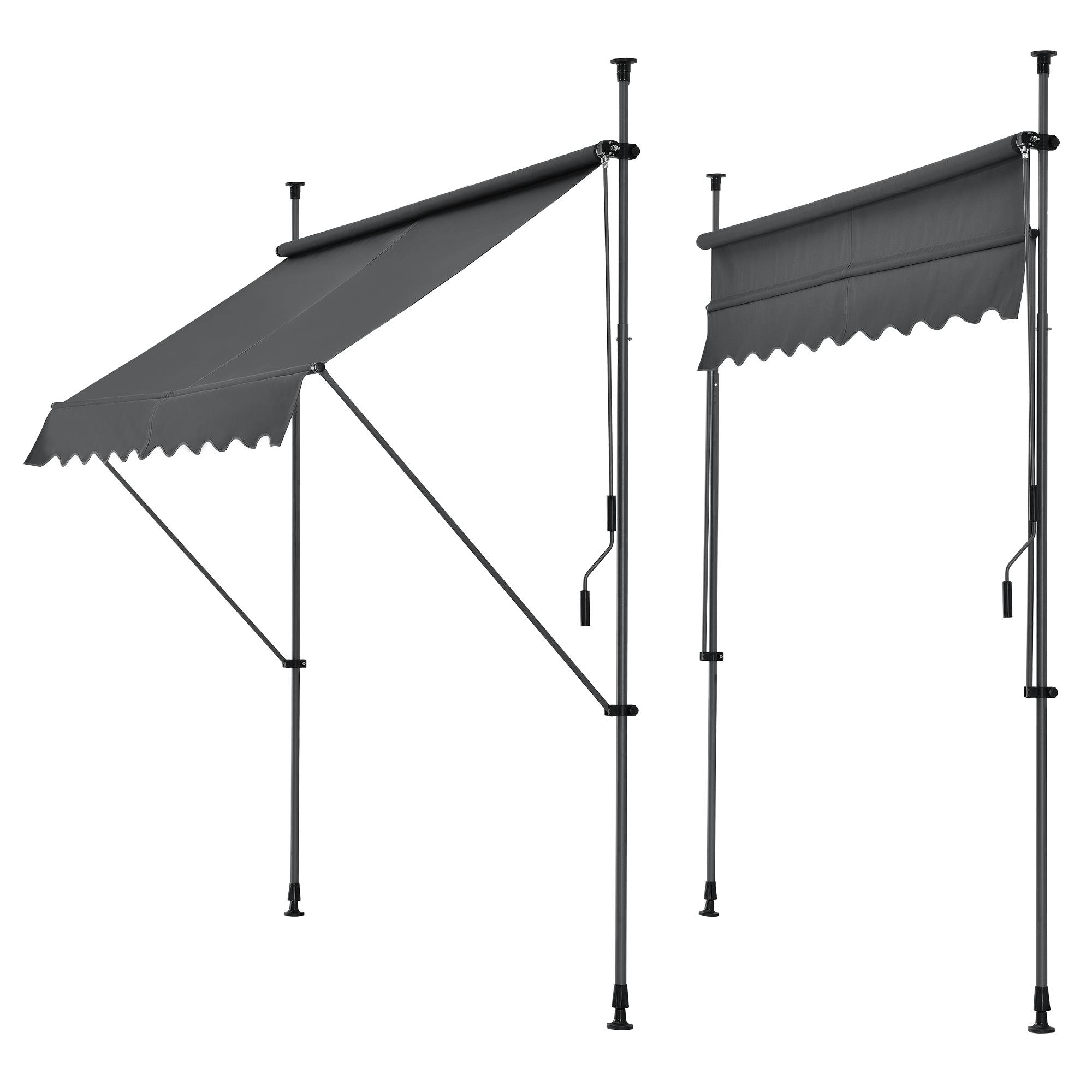 Pro.Tec - Store Banne Manuel Auvent Téléscopique 200 x 120 x 220-309 cm Gris [pro.tec] - Image 1