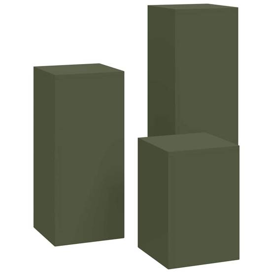 Set de 3 Porte-pots sur Pieds en Acier Robuste Design Contemporain pour Extérieur Vert Olive – ComfortXL Outdoor Living - Image 7