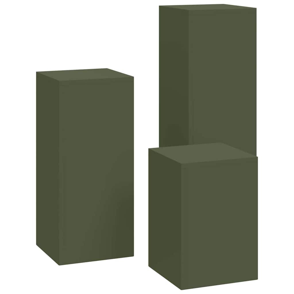 Set de 3 Porte-pots sur Pieds en Acier Robuste Design Contemporain pour Extérieur Vert Olive – ComfortXL Outdoor Living - Image 7