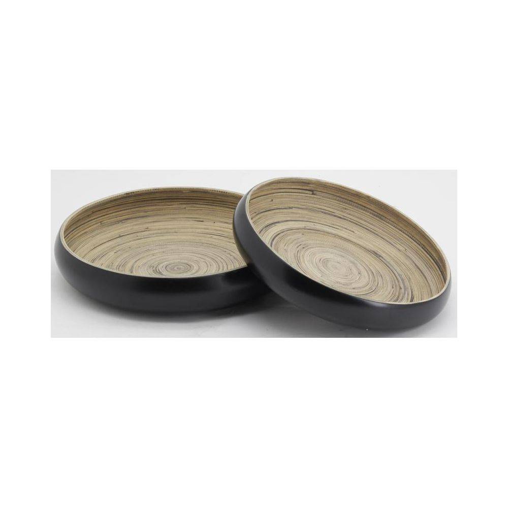 Aubry Gaspard - Plateaux ronds en bambou naturel et noir (lot de 2) - Image 2