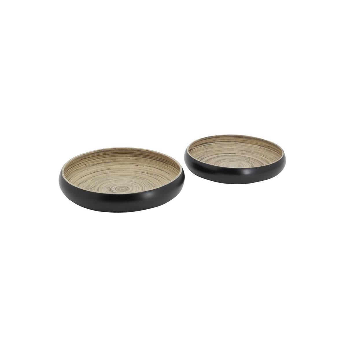 Aubry Gaspard - Plateaux ronds en bambou naturel et noir (lot de 2) - Image 1