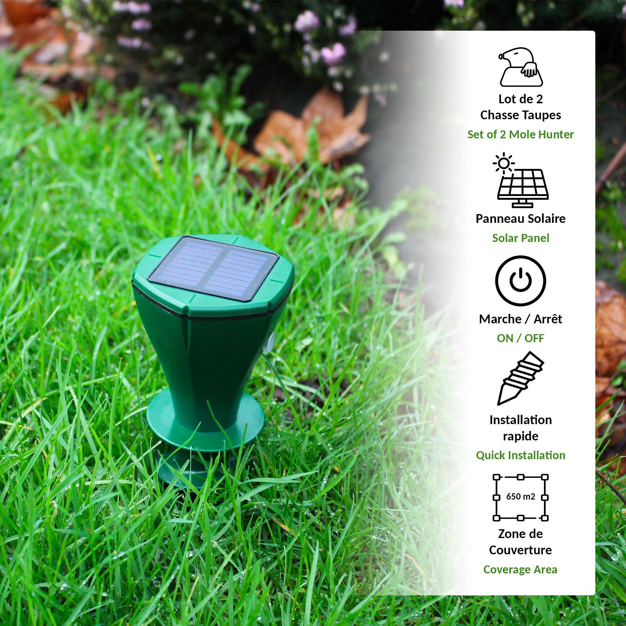 Lot de 2 Chasse Taupes Twist Solaires Installation Facile Vibrations Triple Séquence - Image 3