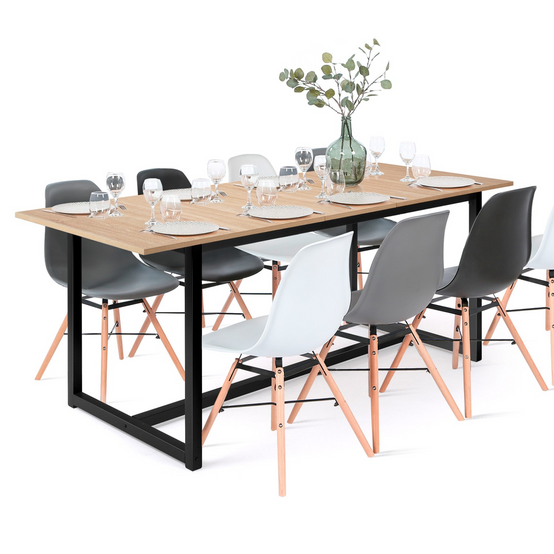 Table à manger extensible rectangle DETROIT 6-10 personnes design industriel 160-200 cm - Image 2