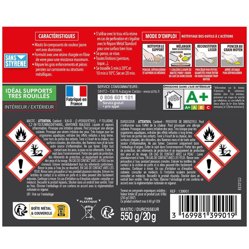 Sintofer mastic répare métal armé 170ml - SINTO - 139900 - Image 4