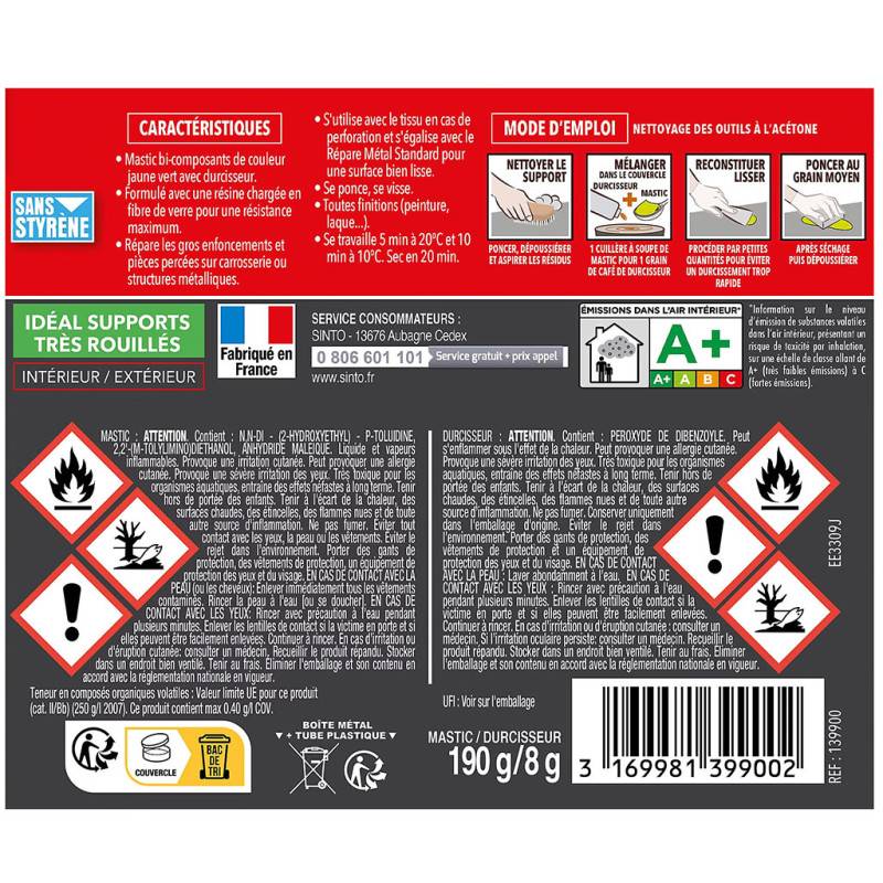 Sintofer mastic répare métal armé 170ml - SINTO - 139900 - Image 2