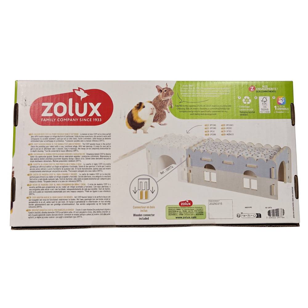 Zolux - Grande extension Maison bois cosy 40 x 21 x 16 cm cochon d'inde et octodon. - Image 4