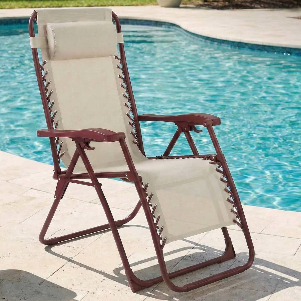 Chaise pliante Zéro Gravité Terracotta, fauteuil jardin inclinable CASABEL - Image 1