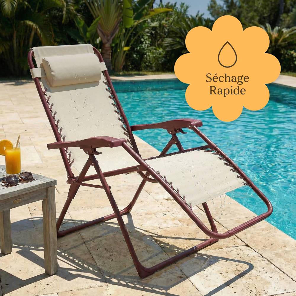 Chaise pliante Zéro Gravité Terracotta, fauteuil jardin inclinable CASABEL - Image 8