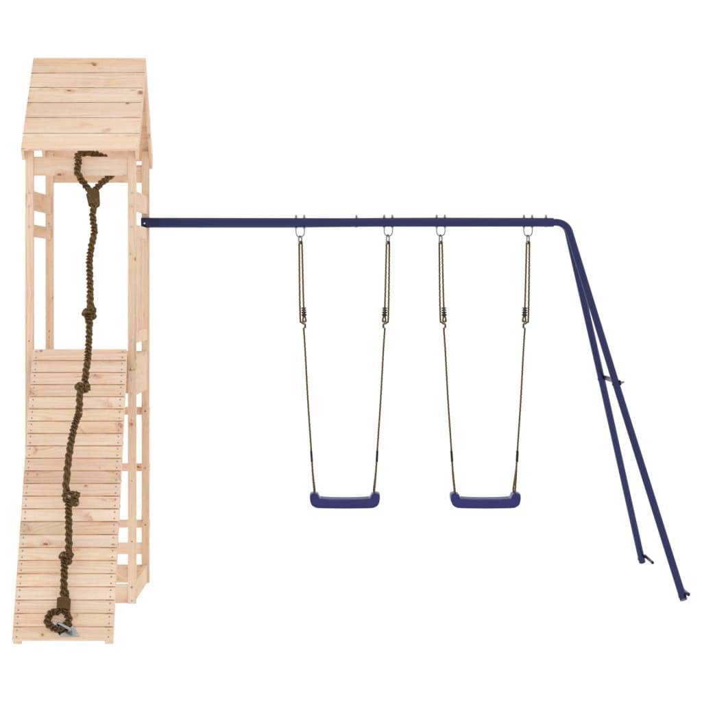 Helloshop26 - Aire de jeux d'extérieur balançoires toboggan portiques robuste jeux jardin 316 x 257 x 264 cm bois de pin massif - Image 4