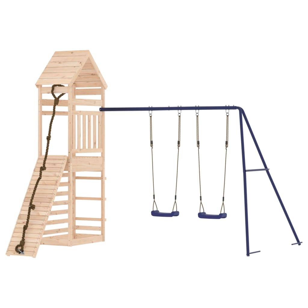 Helloshop26 - Aire de jeux d'extérieur balançoires toboggan portiques robuste jeux jardin 316 x 257 x 264 cm bois de pin massif - Image 1