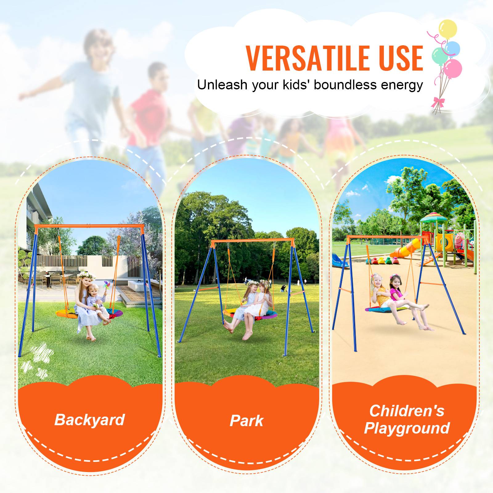 Balançoire Jardin Avec Corde PE Réglable 115-180 Cm – Poignée Triangle, Charge 120 Kg – Enfants/Adultes, Intérieur/Extérieur