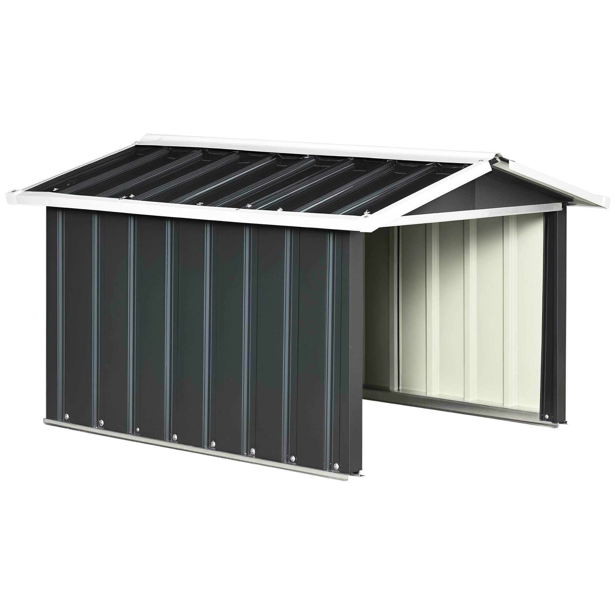 Garage tondeuse robot jardin en tôle acier grise, abri extérieur protection pluie soleil pour robot tondeuse - Image 1