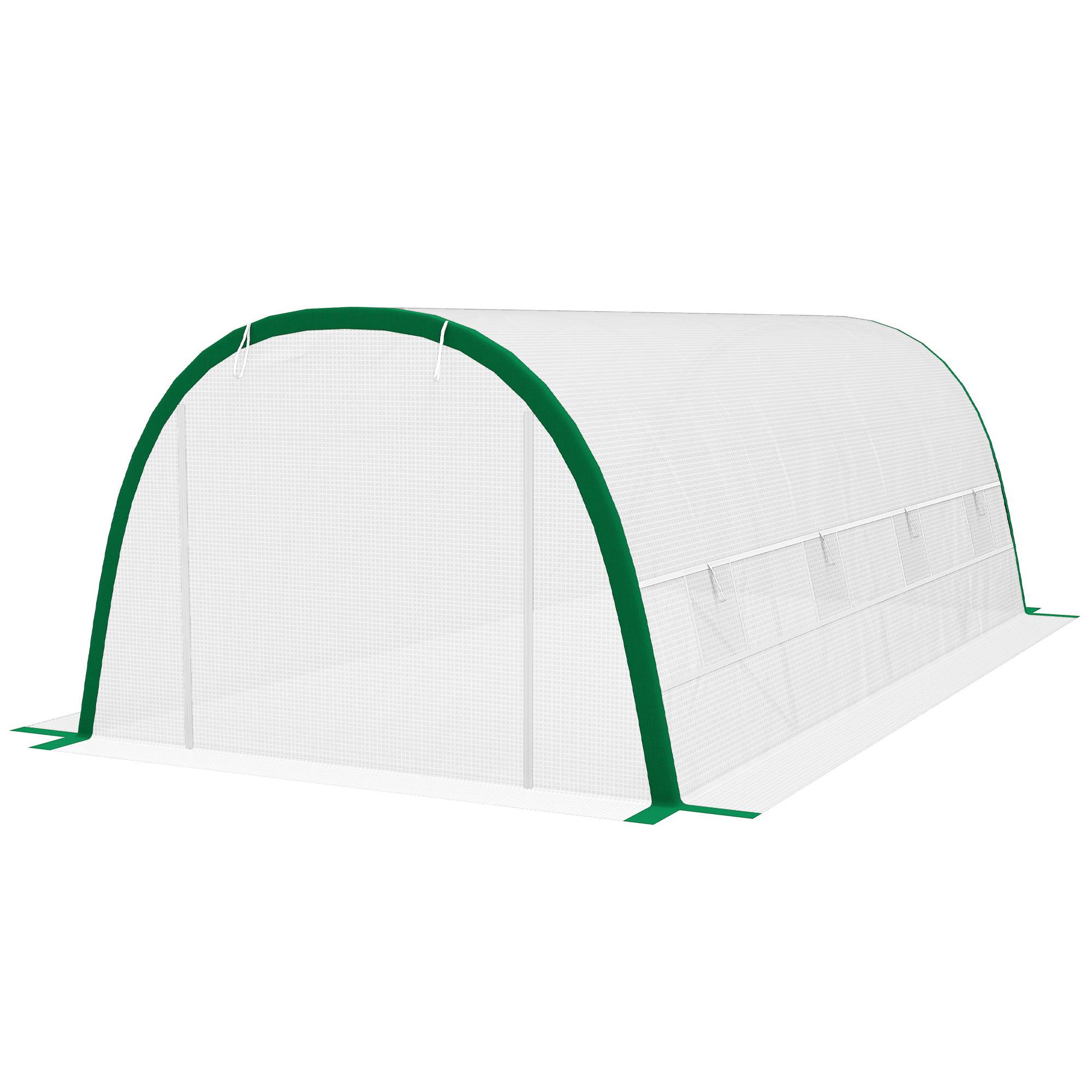 Sans Marque - Serre tunnel 18 m² 6x3x2 m acier galvanisé 8 fenêtres porte zippée serre jardin grande capacité potager blanche - Image 2