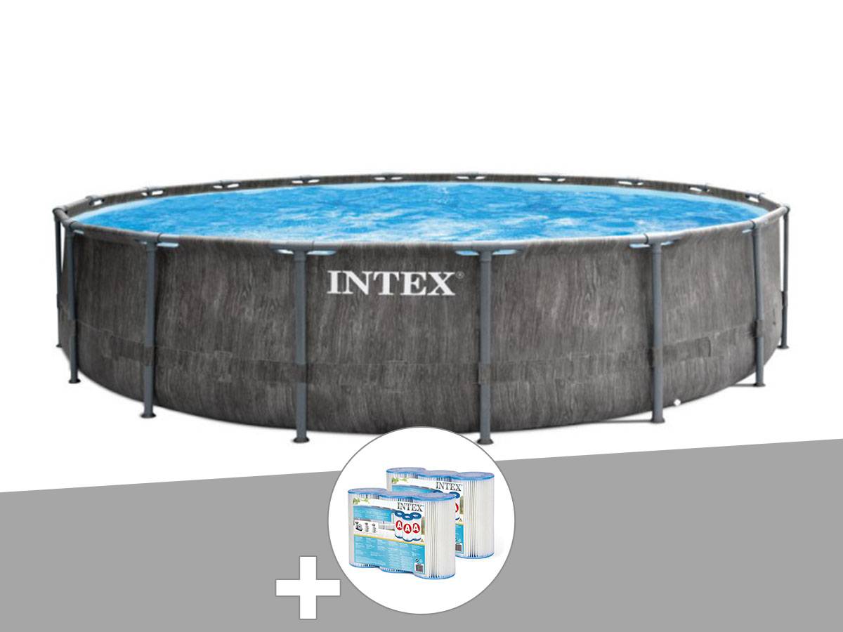 Kit piscine tubulaire Intex Baltik ronde 4,57 x 1,22 m + 6 cartouches de filtration - Image 1