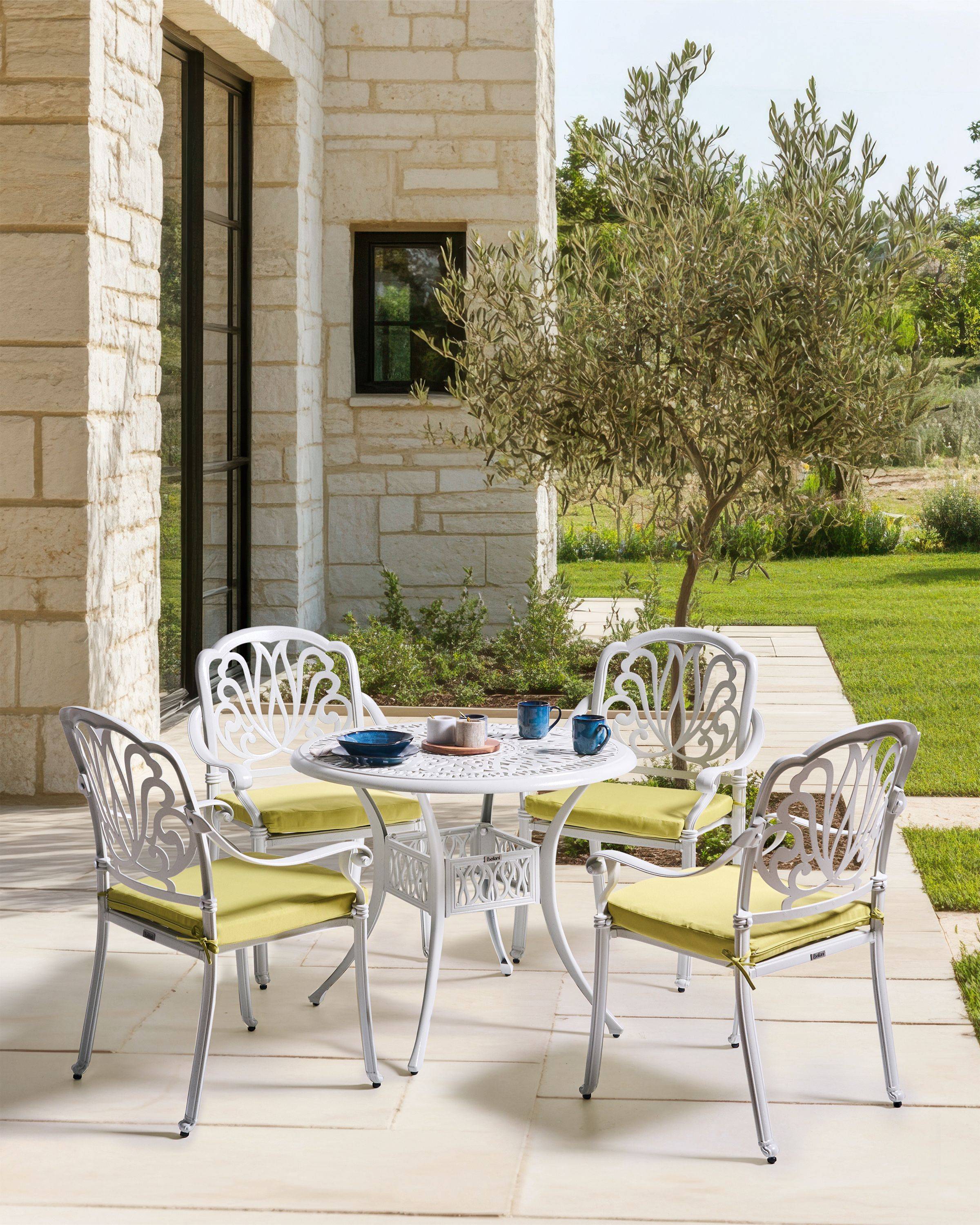Beliani - Chaise de jardin Aluminium Blanc cassé ANCONA - Beliani - Image 1