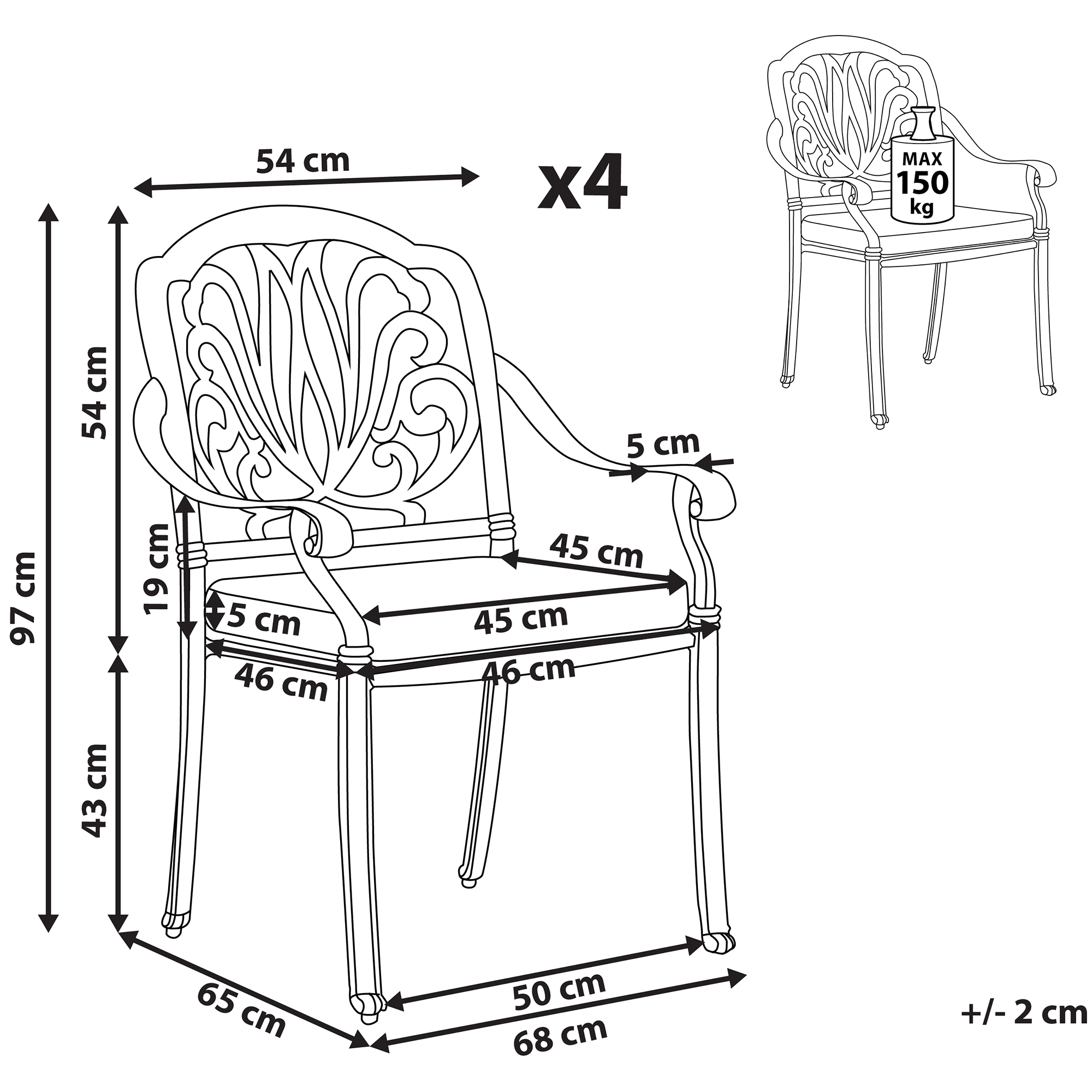 Beliani - Chaise de jardin Aluminium Blanc cassé ANCONA - Beliani - Image 3