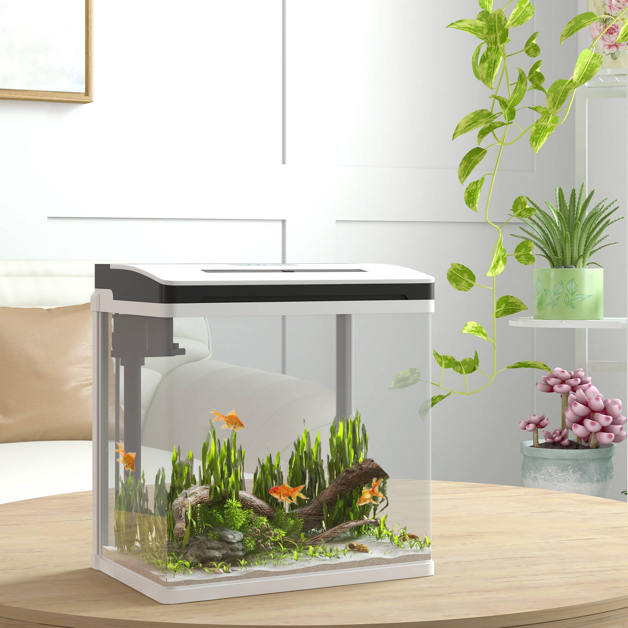 ComfortXL - Aquarium verre 13 L blanc 29x20x30,5 cm filtre pompe silencieuse éclairage LED - ComfortXL Outdoor Living - Image 3