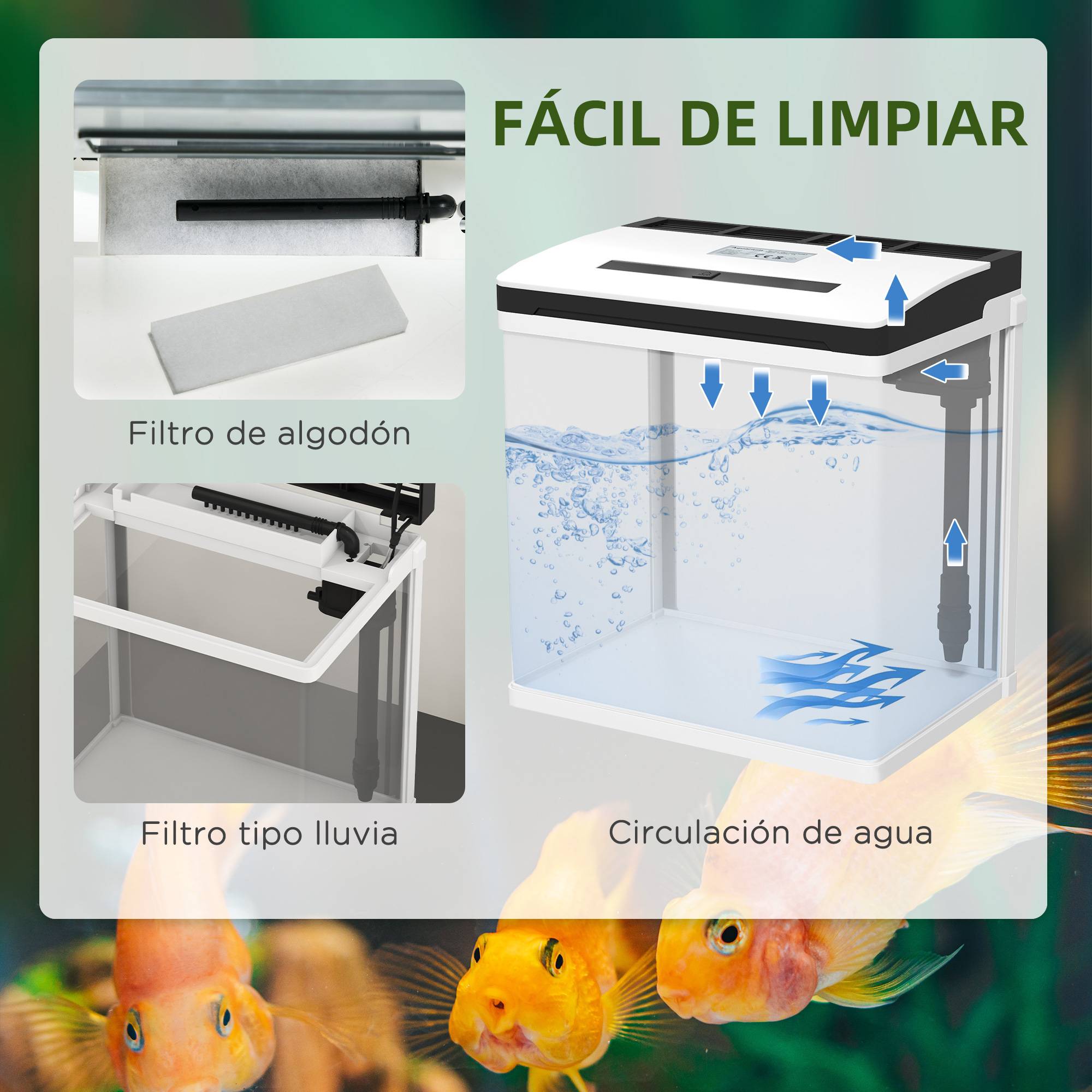 ComfortXL - Aquarium verre 13 L blanc 29x20x30,5 cm filtre pompe silencieuse éclairage LED - ComfortXL Outdoor Living - Image 8