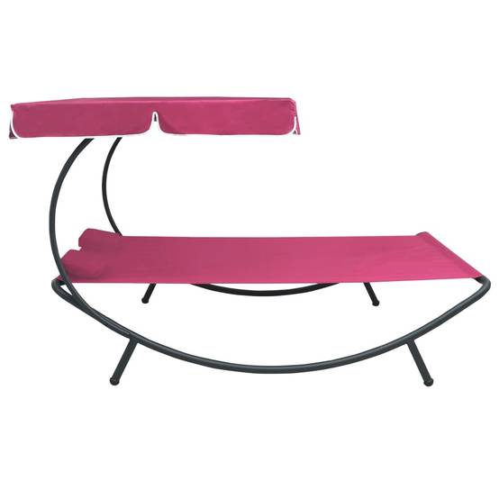 Maison Chic - Bain de soleil - Transat avec auvent et oreillers rose - Image 3