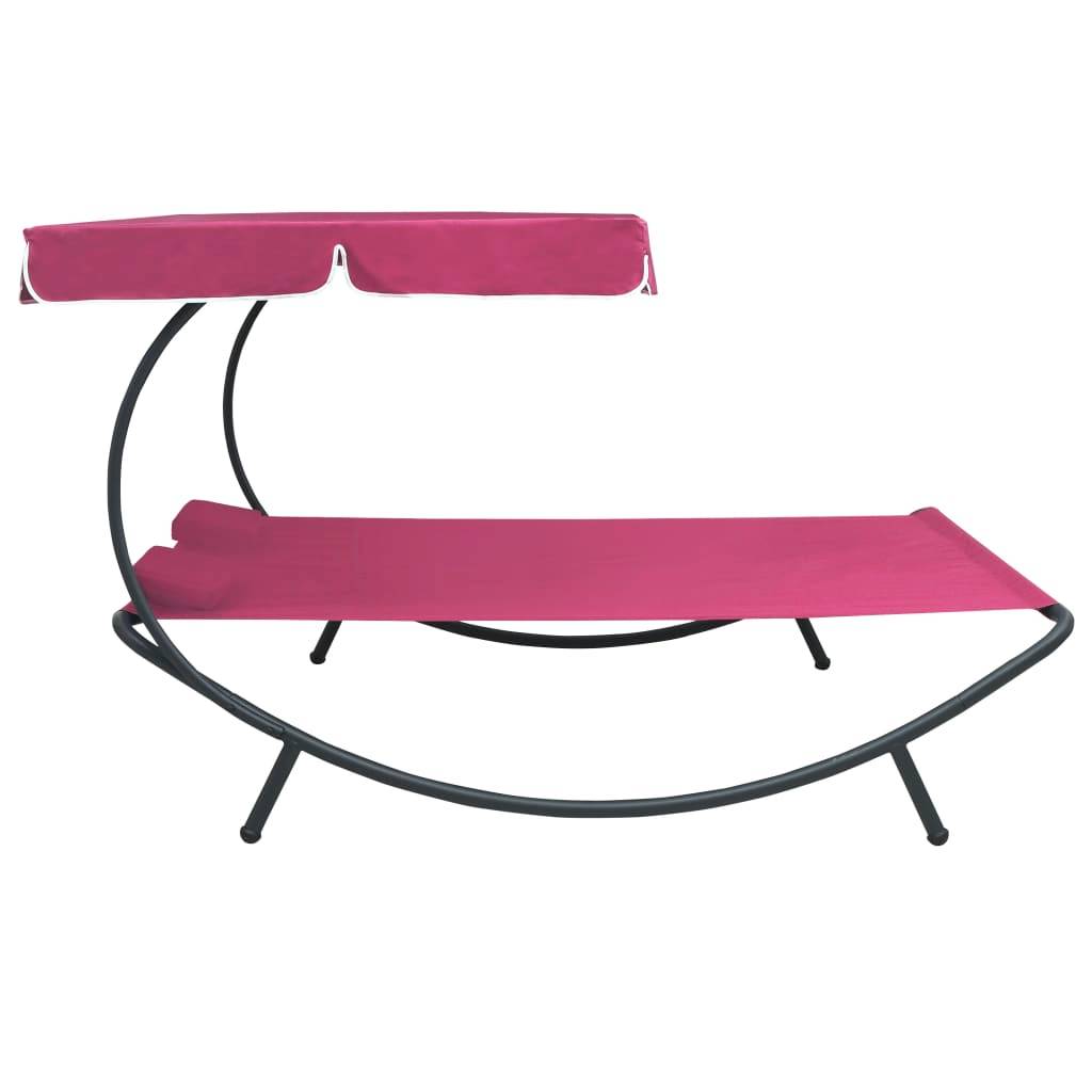 Maison Chic - Bain de soleil - Transat avec auvent et oreillers rose - Image 3