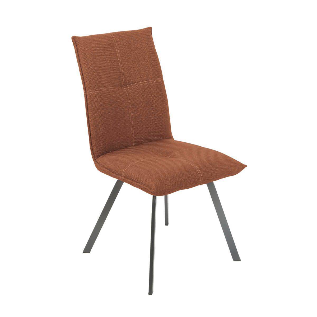 Lot de 2 Chaises Tissu Texturé Coloris Brique Terracotta - BISPO - Image 3