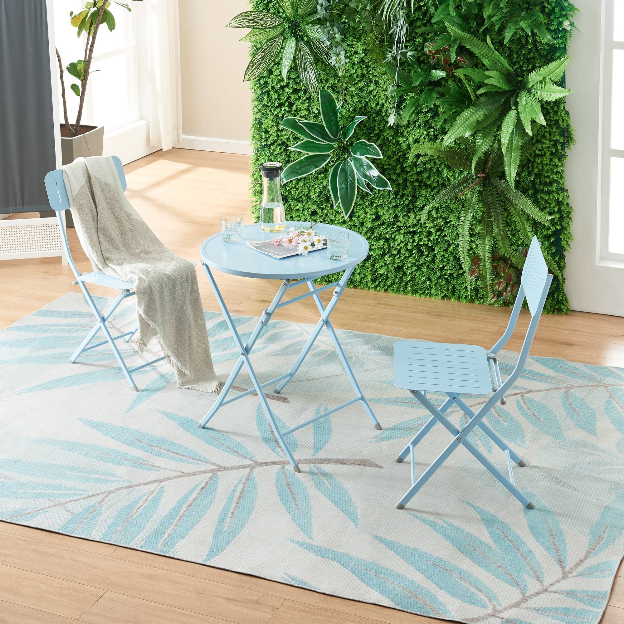 [en.casa] - Table de jardin pliante Sande 71 x 62 cm bleu ciel [en.casa] - Image 8