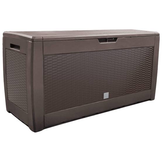 Coffre de Rangement Exterieur 310L en PP 119x48x60CM Style Polyrotin Marron - Image 1