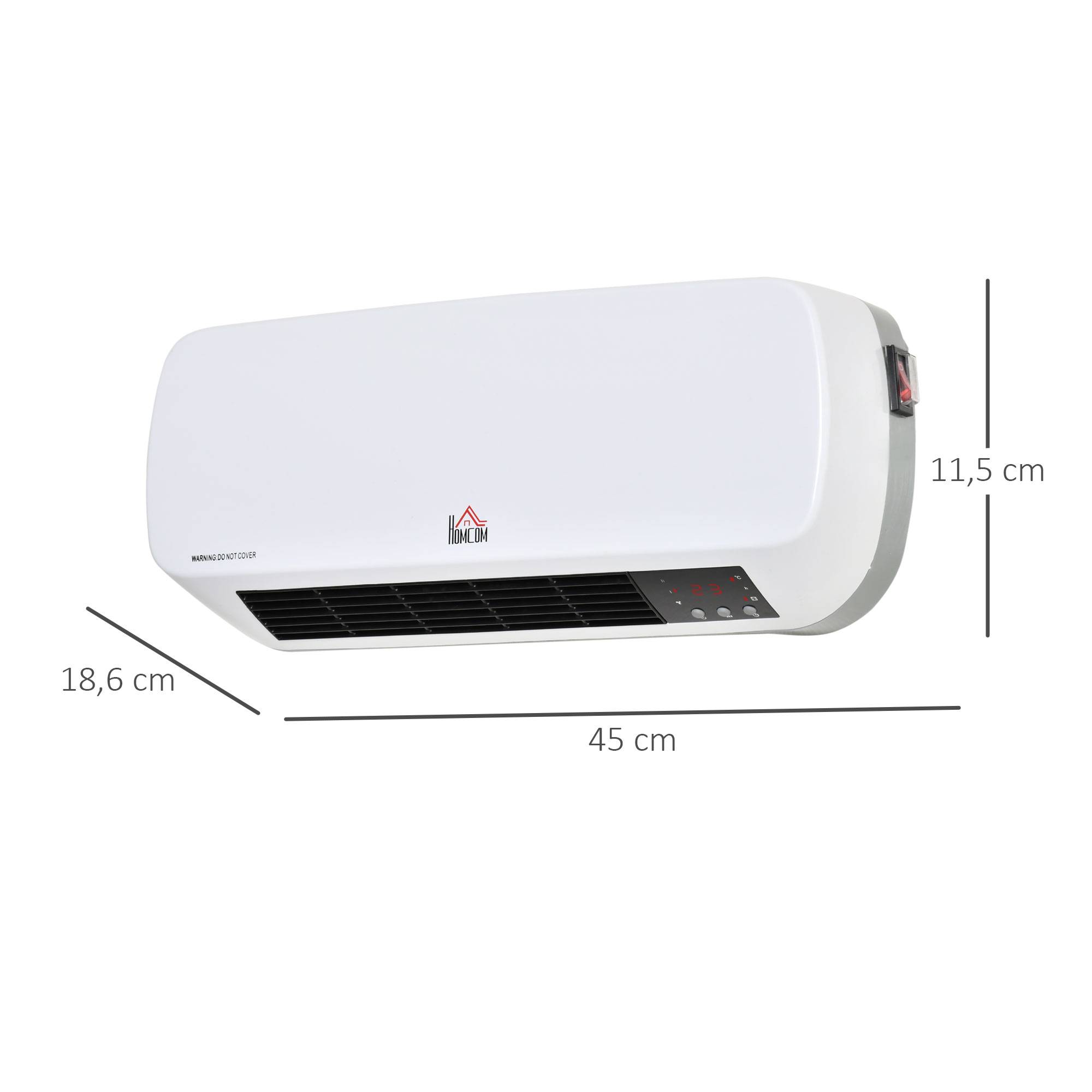 Chauffage électrique mural 1000/2000W, LED, IPX2, PTC, minuterie ...